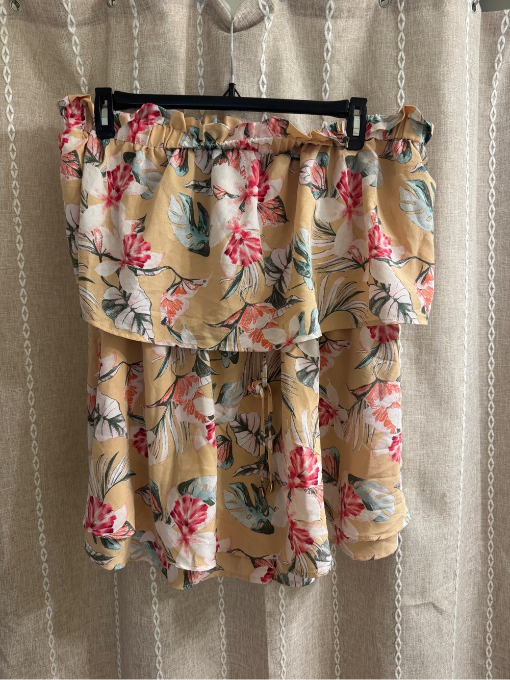 Pink Lily Yellow Floral Off-Shoulder Jumpsuit Romper
